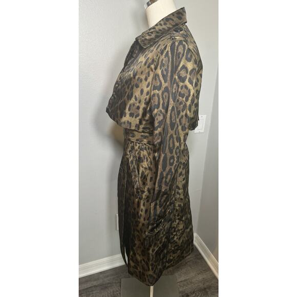 Jane Post Womens Long Leopard Print Belted Trench Coat Jacket Brown Size Small - Picture 6 of 16